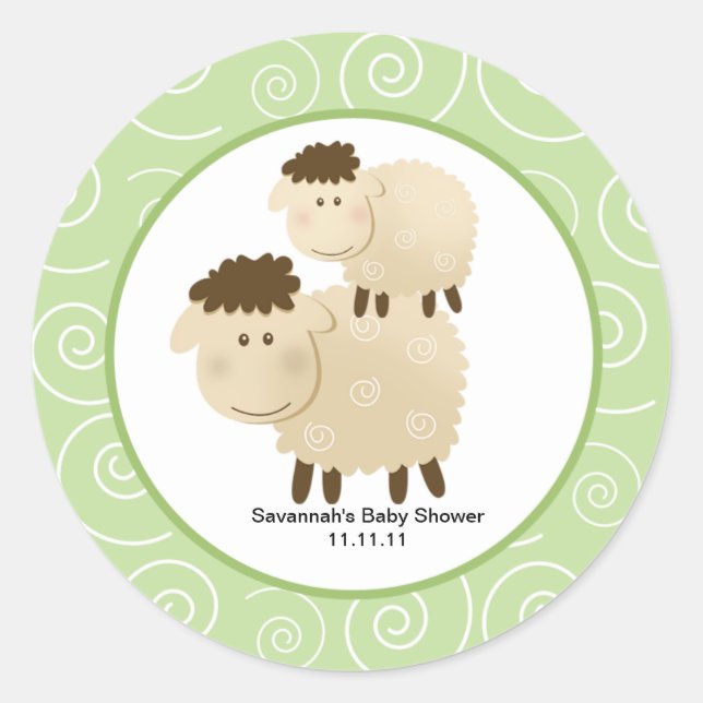 Neutral Baa Baa Sheep Favor Stickers 3-inch (Front)