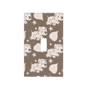 Neutral Baby Boho – Baby Elephants, Stars & Leaves Light Switch Cover
