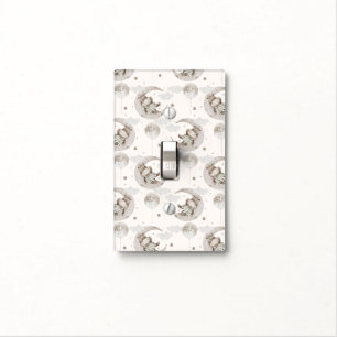 Neutral Baby Boho – Baby Hippo on Crescent Moon Light Switch Cover