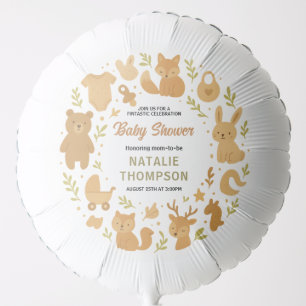 Neutral Baby Boy Shower   Cute Safari Animal Balloon