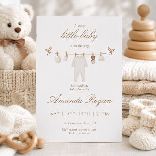Neutral Baby Clothesline Shower Invitation