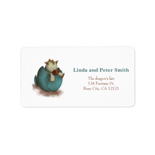 Neutral Baby Dinosaur in Egg Adorable Baby Shower Label