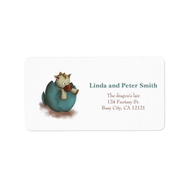 Neutral Baby Dinosaur in Egg Adorable Baby Shower Label (Front)
