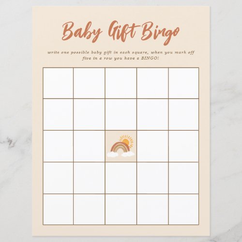 Neutral Baby Gift Bingo Baby Shower Game