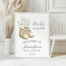 Neutral Baby in Bloom Baby Shoes Shower Welcome
