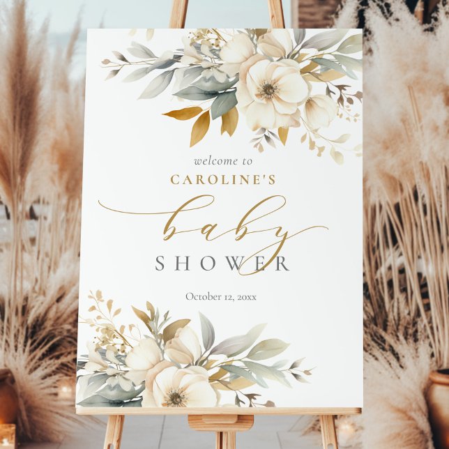 Neutral Baby In Bloom Baby Shower Welcome Sign (Creator Uploaded)