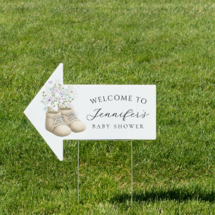 Neutral Baby In Bloom Shower Booties Arrow sign