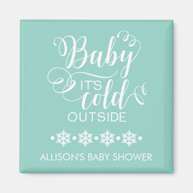 Neutral Baby It's Cold Outside Shower Favor Magnet (Front)