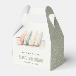Neutral Baby On Board Surfboard Baby Shower Favor Boxes