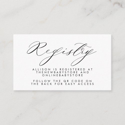 Neutral Baby Registry QR Codes Enclosure Card