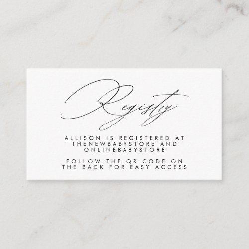 Neutral Baby Registry QR Codes Enclosure Card