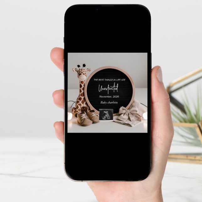 Neutral Baby Reveal Pregnancy announcement card (Front Digital)