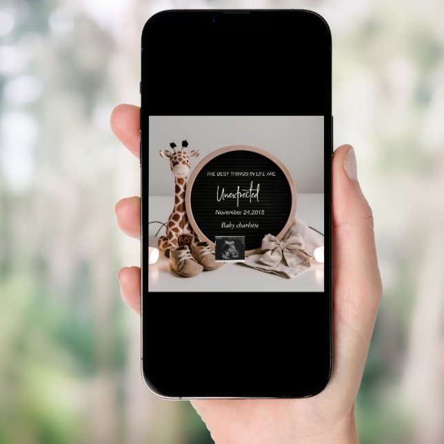 Neutral Baby Reveal Pregnancy announcement card (Front Digital)