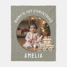 Neutral Baby’s 1st Christmas Train Keepsake Photo