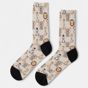Neutral Baby Safari Pattern Socks