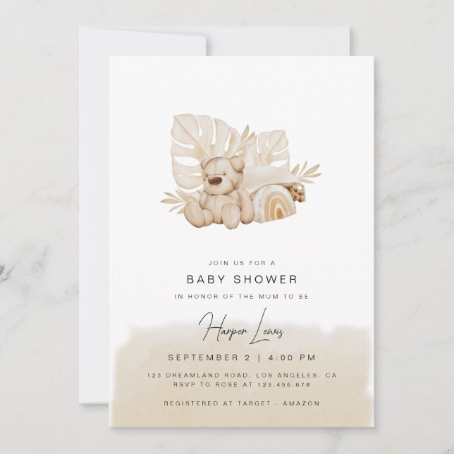 Neutral Baby Shower Beige Invitation (Front)