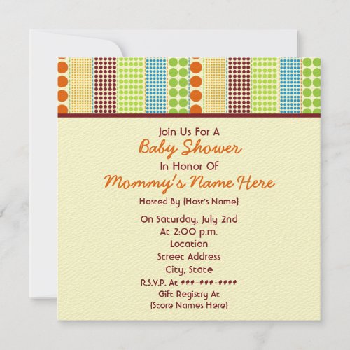 Neutral Baby Shower: Boho Dots Stuffed Bear Personalized Invites
