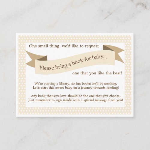 Neutral Baby Shower Book Insert Request Card Business Card