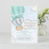 Neutral Baby Shower By Mail Elephant Mint Green Invitation (Standing Front)