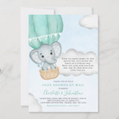 Neutral Baby Shower By Mail Elephant Mint Green Invitation (Front)