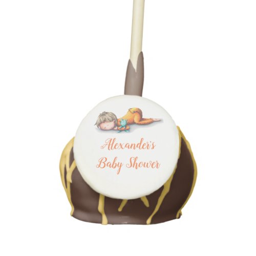 Neutral Baby Shower cake pops with baby sleeping