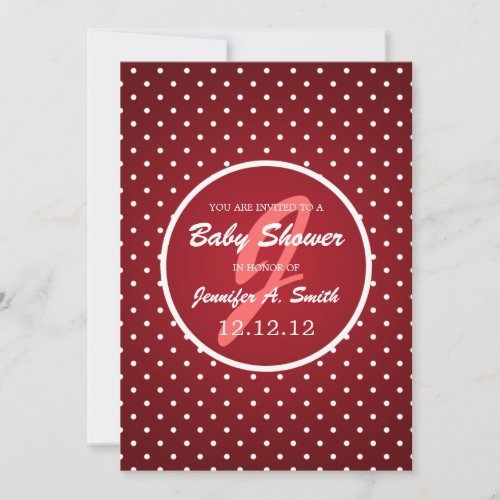 Neutral Baby Shower Elegant Polka Dot Red Custom Invitation