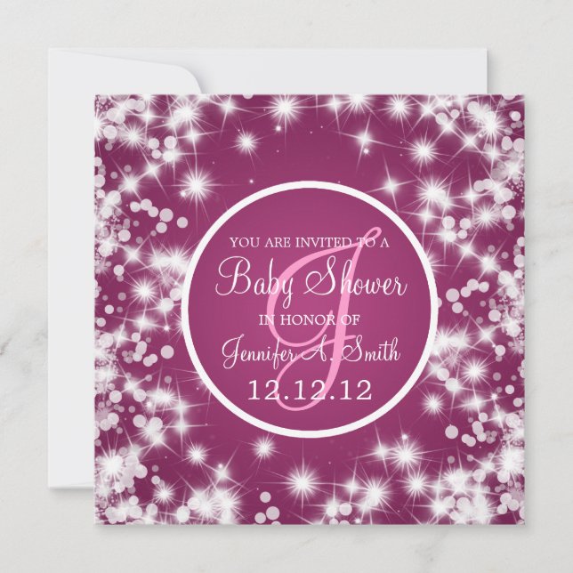 Neutral Baby Shower Elegant Winter Sparkle Pink Invitation (Front)