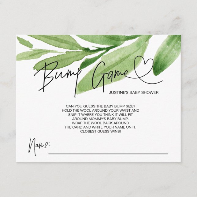 Neutral Baby Shower Game Bump Guess Boy Girl Cards (Front)