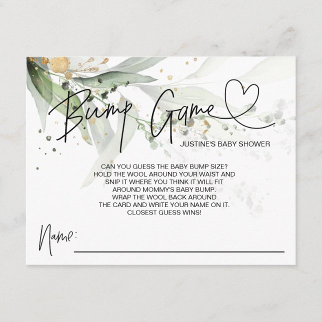 Neutral Baby Shower Game Bump Guess Cute Cards (Front)