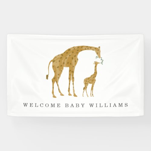 Neutral Baby Shower Giraffe Mother And Baby Banner