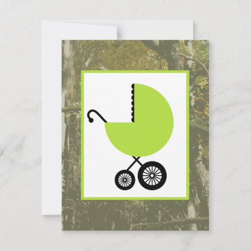 Neutral Baby Shower - Green Carriage &amp; Camouflage Personalized Invitation