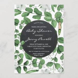 neutral baby shower invitation pea in a pod