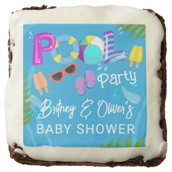 Neutral Baby Shower Pool Party Summer Brownie by WittyPrintables at Zazzle