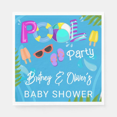 Neutral Baby Shower Pool Party Summer Napkins