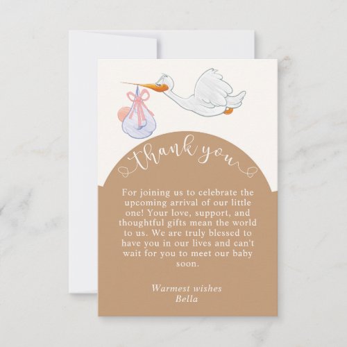 Neutral Baby Shower Stork Thank You Card