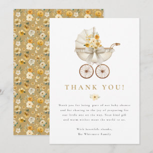 Neutral Baby Shower Thank You Card   Ivory & Gold 