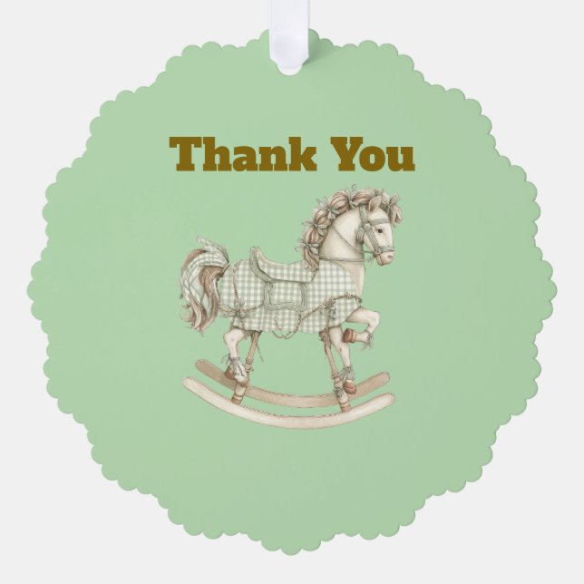 Neutral Baby Shower Thank You Paper Ornament Card (Front)