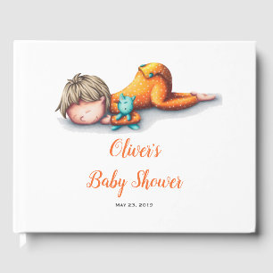 Neutral Baby Shower with Baby Sleeping Guest Book