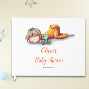 Neutral Baby Shower with Baby Sleeping Guest Book