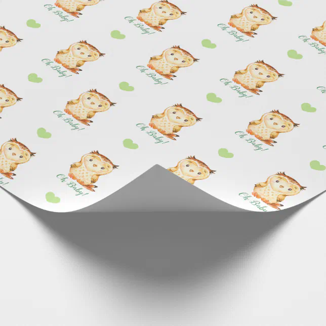 Neutral Baby Shower Wrapping Paper (Owl) Zazzle