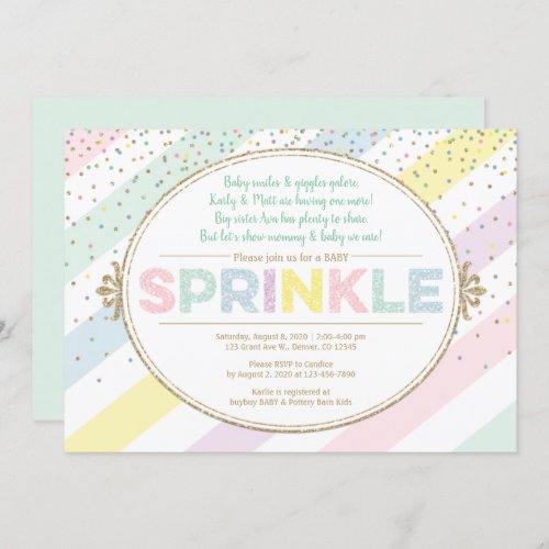 Neutral baby sprinkle invitation multicolor gold