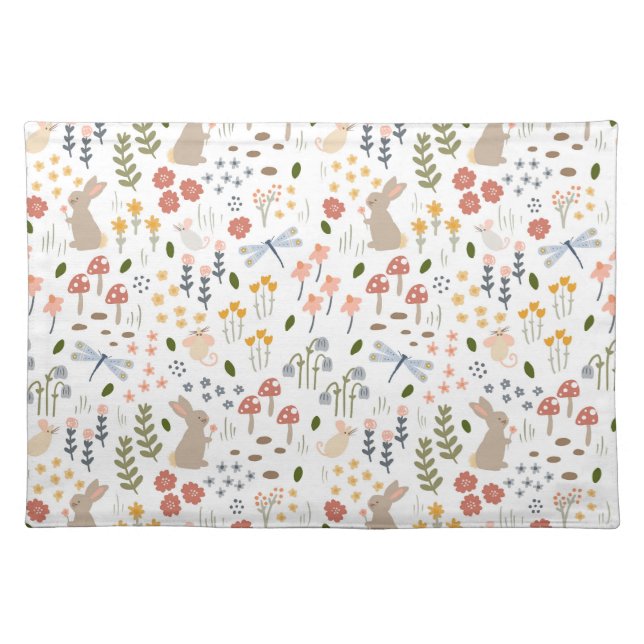 Neutral Baby Woodland baby Shower Cloth Placemat (Front)