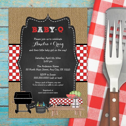 Neutral BabyQ Baby Shower BBQ baby Q invites