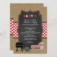 Neutral BabyQ Baby Shower, BBQ baby Q invites