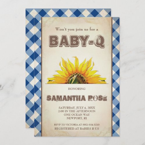 Neutral BabyQ Baby Shower BBQ Baby Q Invites
