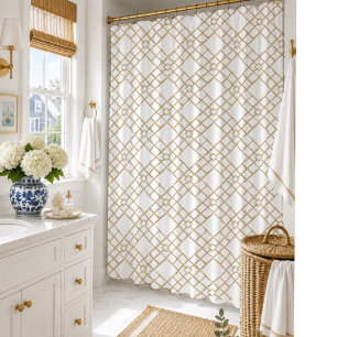 Neutral Bamboo Trellis Elegant Bath Decor Shower Curtain
