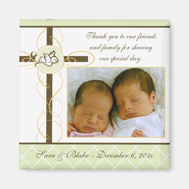 Neutral Baptism/Christening Favor - Photo Magnet (Front)