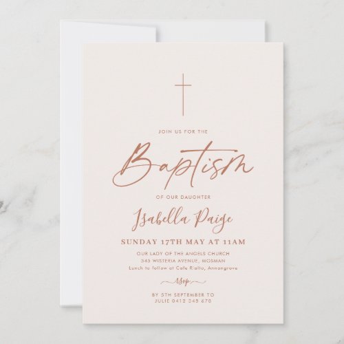 Neutral Baptism Christening   Invitation