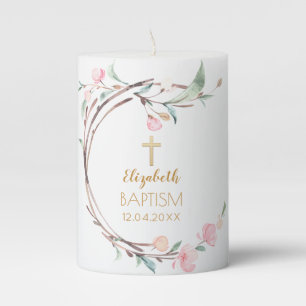 Neutral Baptism Sakura &Twigs Pillar Candle