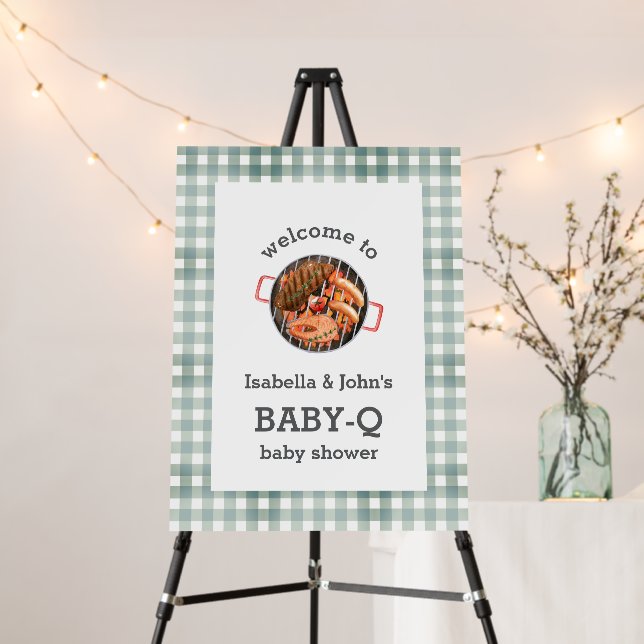 Neutral Barbecue Baby Shower Welcome Sign (In Situ (Stand))